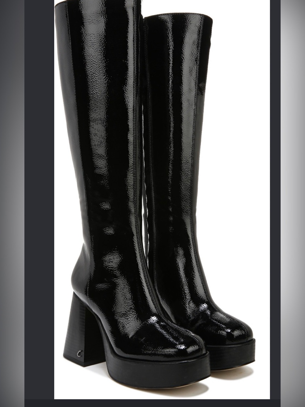 Circus NY Women's Sandy Knee High Boot Black Patent shiny tall size  6